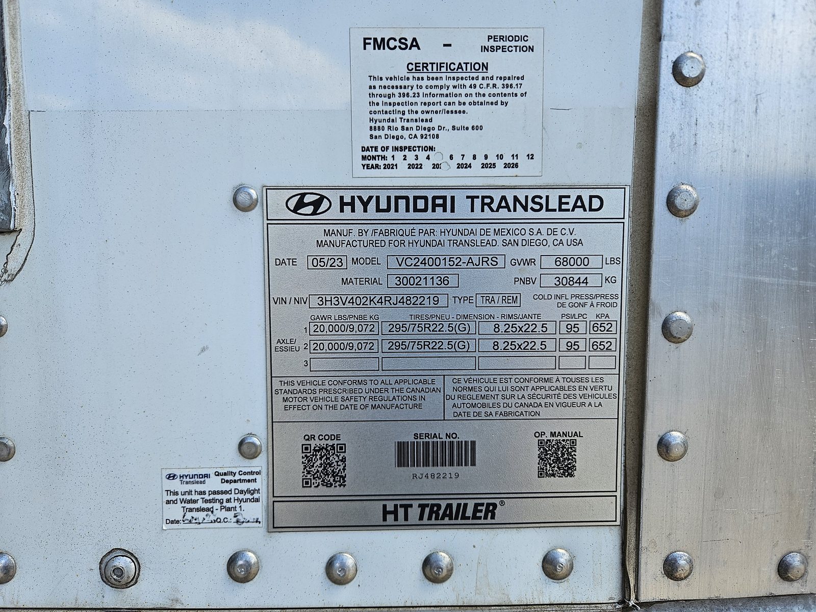 2024 Hyundai Translead HY-Cube VC2400152-AJRS 40ft Dry Van Trailer — VIN 3H3V402K4RJ482219 - Image 13