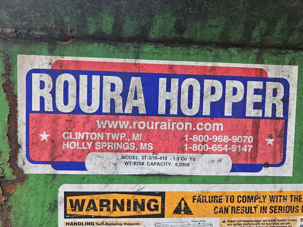 Roura Iron Works Self-Dumping Hopper — 1.5 Cu Yd, 6,000 lb Capacity (Unit A) - Image 11