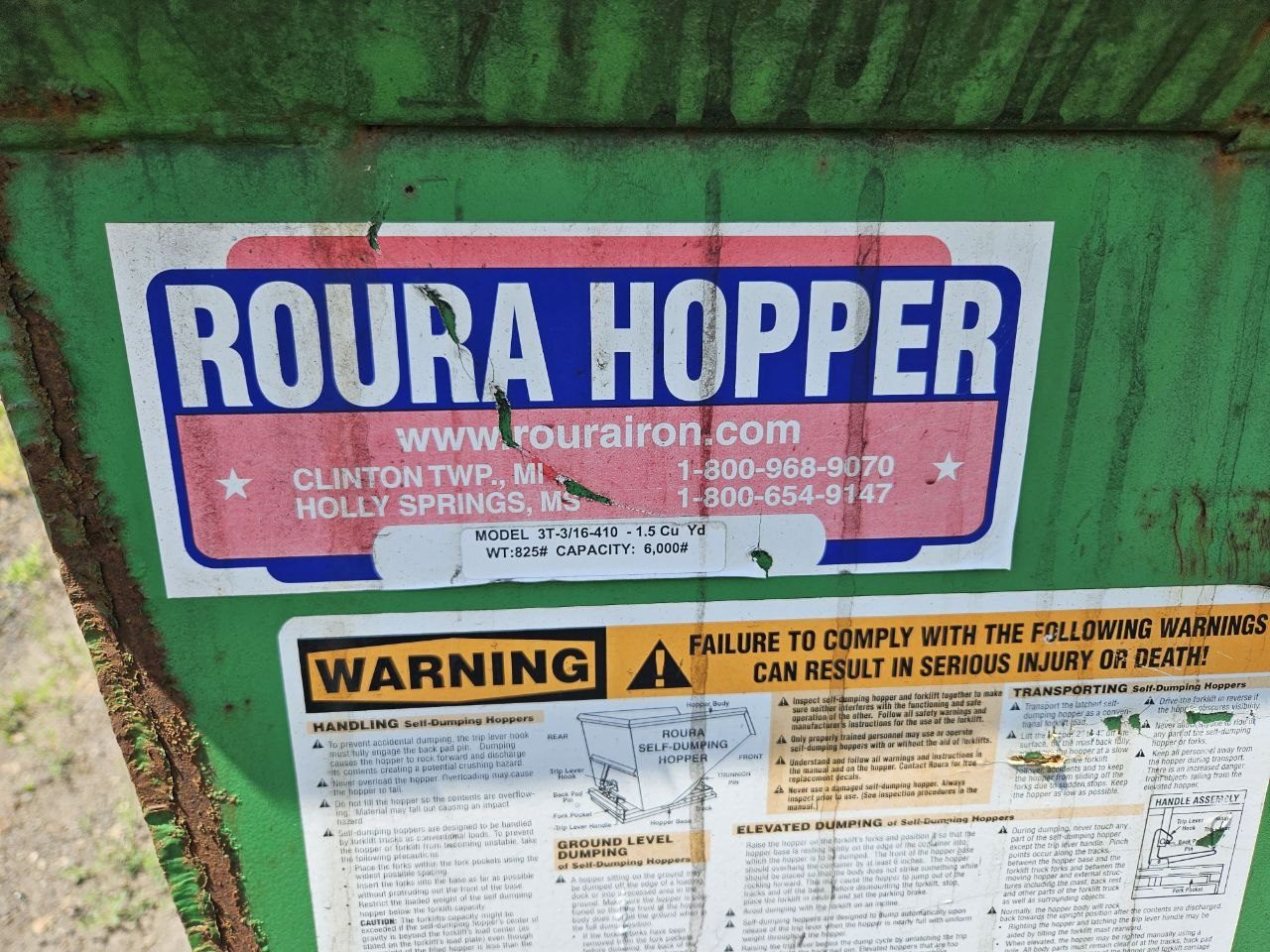 Roura Iron Works Self-Dumping Hopper — 1.5 Cu Yd, 6,000 lb Capacity (Unit B) - Image 6
